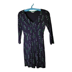 Boden Women's 4R Blue Green White Polka Dot Short Sleeve‎ Pocket Dress Summer